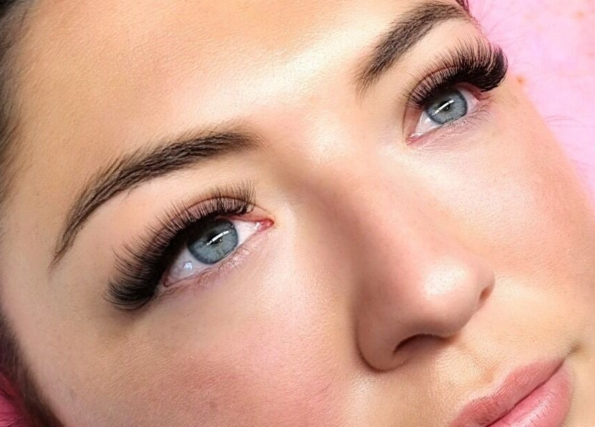 Close-up of eyelash extensions at Lisa Marie's Beauty Room, Melbourne, Victoria, AU.