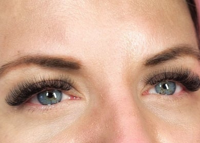 Close-up of eyelash extensions at Lisa Marie's Beauty Room, Melbourne, Victoria, AU.