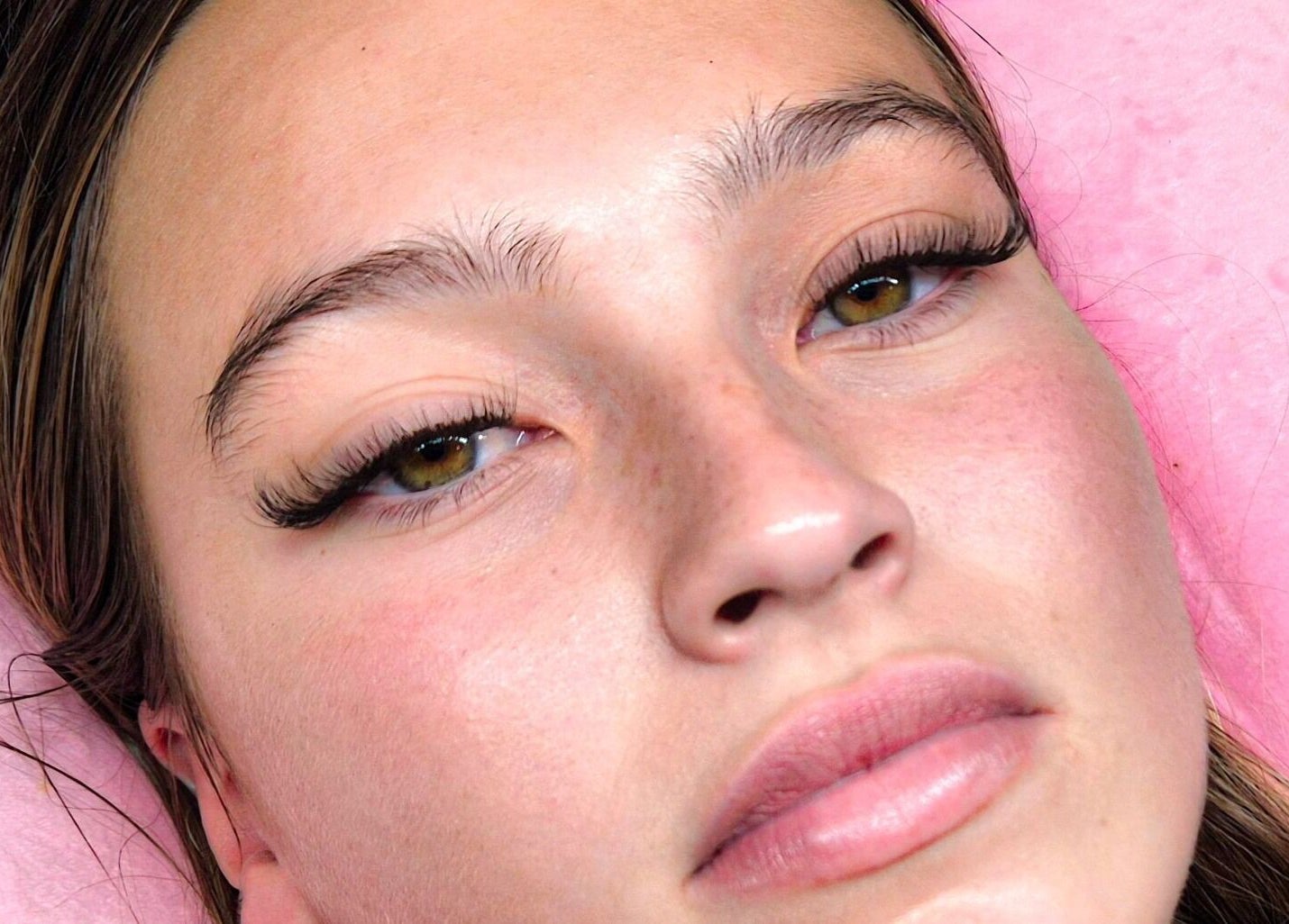 Close-up of a client's face after facial treatment at Lisa Marie's Beauty Room, Melbourne, Victoria, AU.