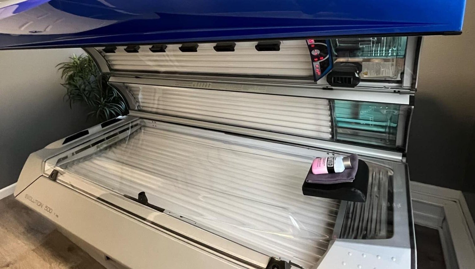 Tanning bed at Indoor Beach, Tomah, Wisconsin, US for sun-kissed glow seekers.