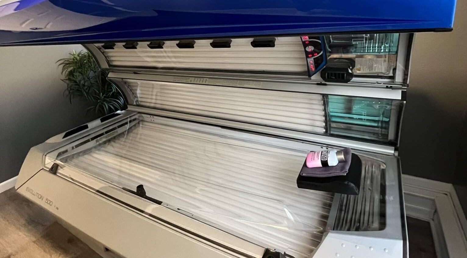 Tanning bed at Indoor Beach, Tomah, Wisconsin, US for sun-kissed glow seekers.