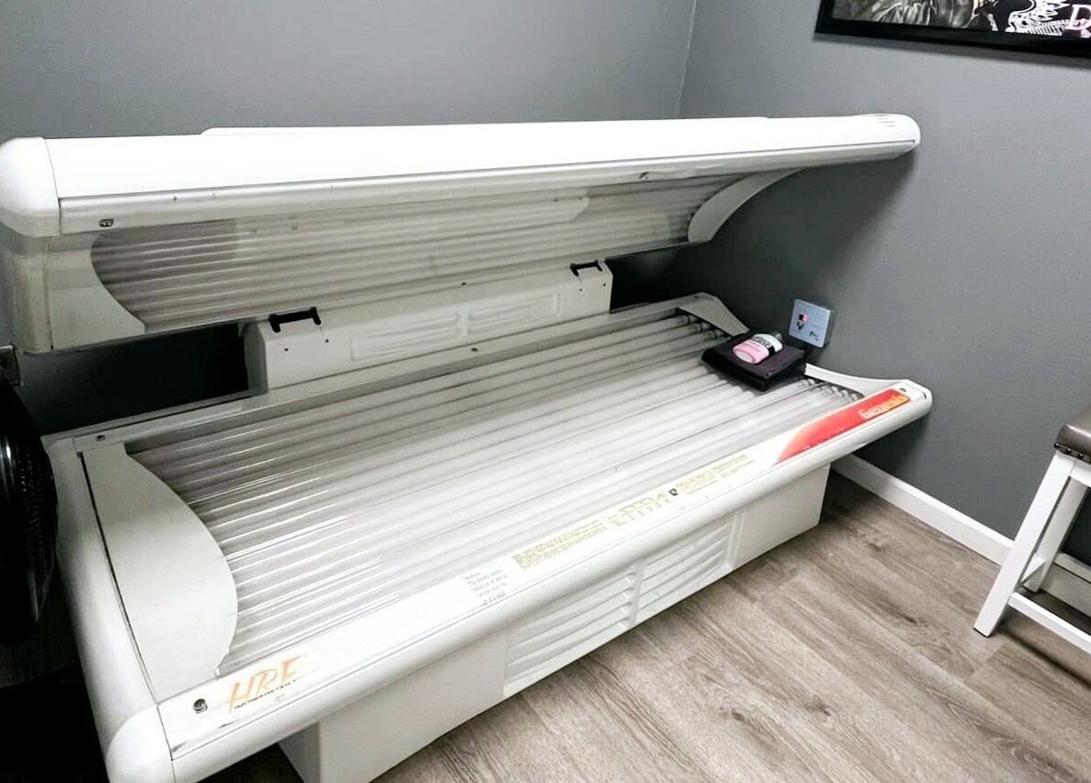 Tanning bed at Indoor Beach, Tomah, Wisconsin, US, offering a serene tanning experience.