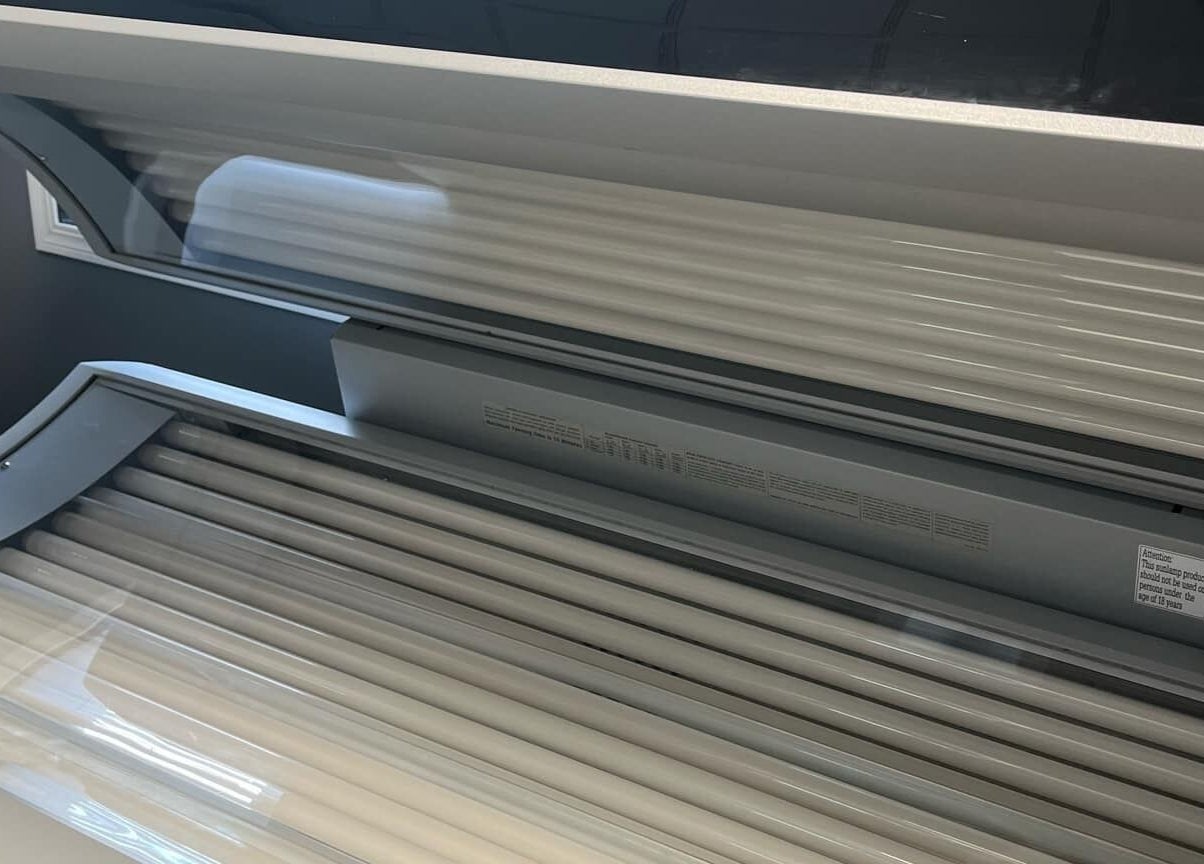 Stylish tanning bed at Indoor Beach, Tomah, Wisconsin, US, offering a luxurious sunbathing experience indoors.