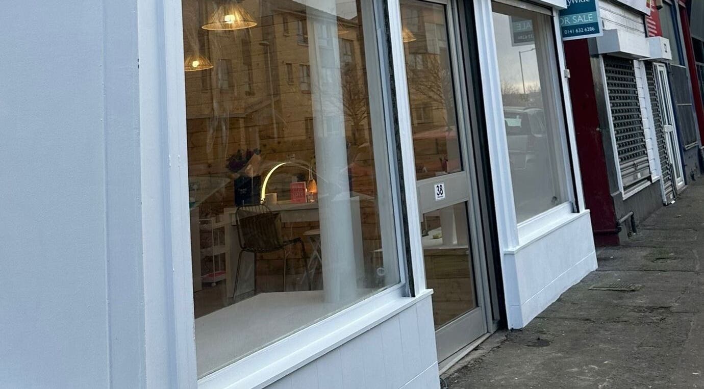 Front view of Rachael Louise & Co, a beauty venue in Glasgow, Scotland, GB, showcasing its inviting exterior.