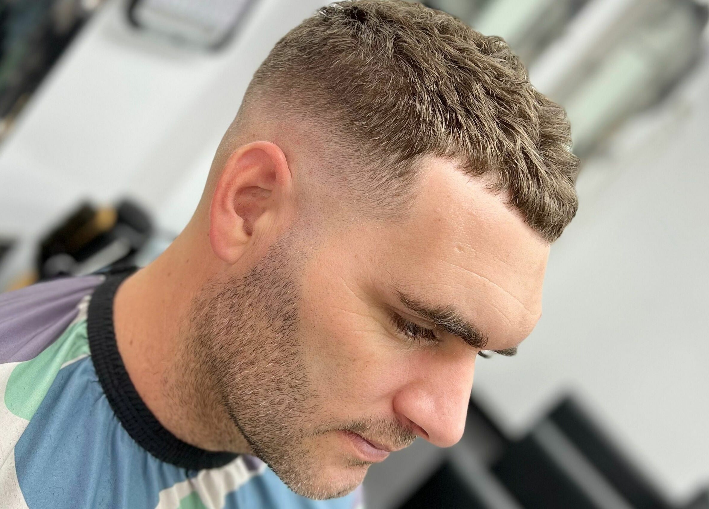 Close-up of a trendy haircut at Maverick Hair Studio, Angmering, England, GB, showcasing expert styling.