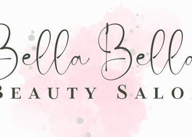 Logotipo de Bella Bella Beauty Salon en San Pedro Sula, Cortés Department, HN, con fondo rosa elegante.