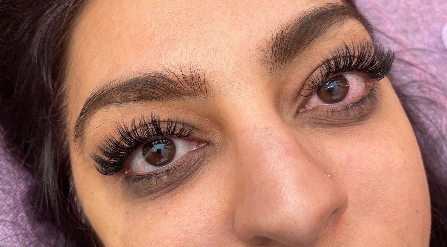 Close-up of full eyelash extensions at Blink & Wink, Janabiyah, Al-Muḥāfaẓat aš-Šamālīyah, BH.