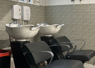 Modern wash station at Serenity Hair & Beauty, Alcester, England, GB, highlighting sleek design and comfort.