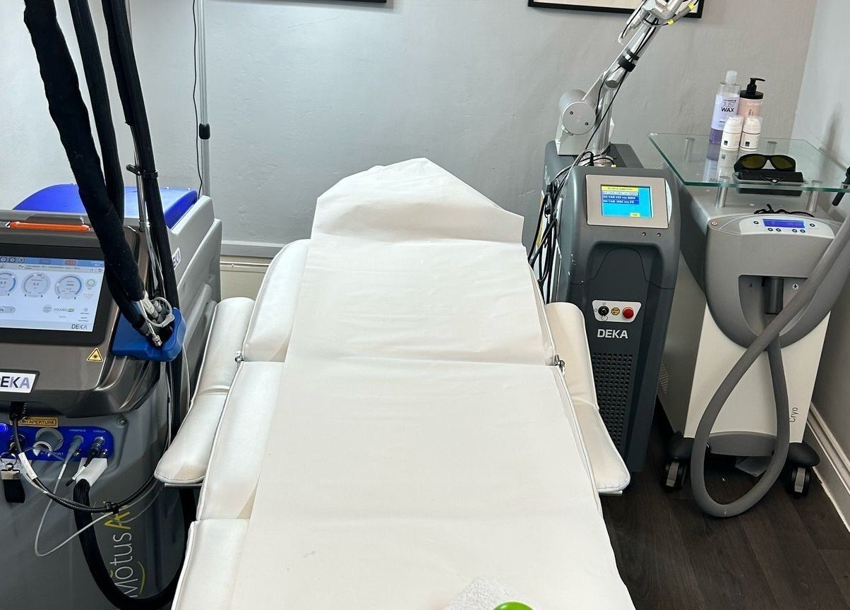 Advanced laser treatment room at Bute House Aesthetics in Newmarket, England, GB with cutting-edge equipment.