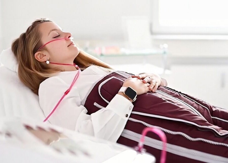 Relaxing treatment at Bute House Aesthetics in Newmarket, England, GB. Woman in wellness therapy session.