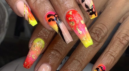 Colorful nail art at Head 2 Toes Beauty Palace in Bridgetown, Saint Michael, BB showcasing intricate designs.