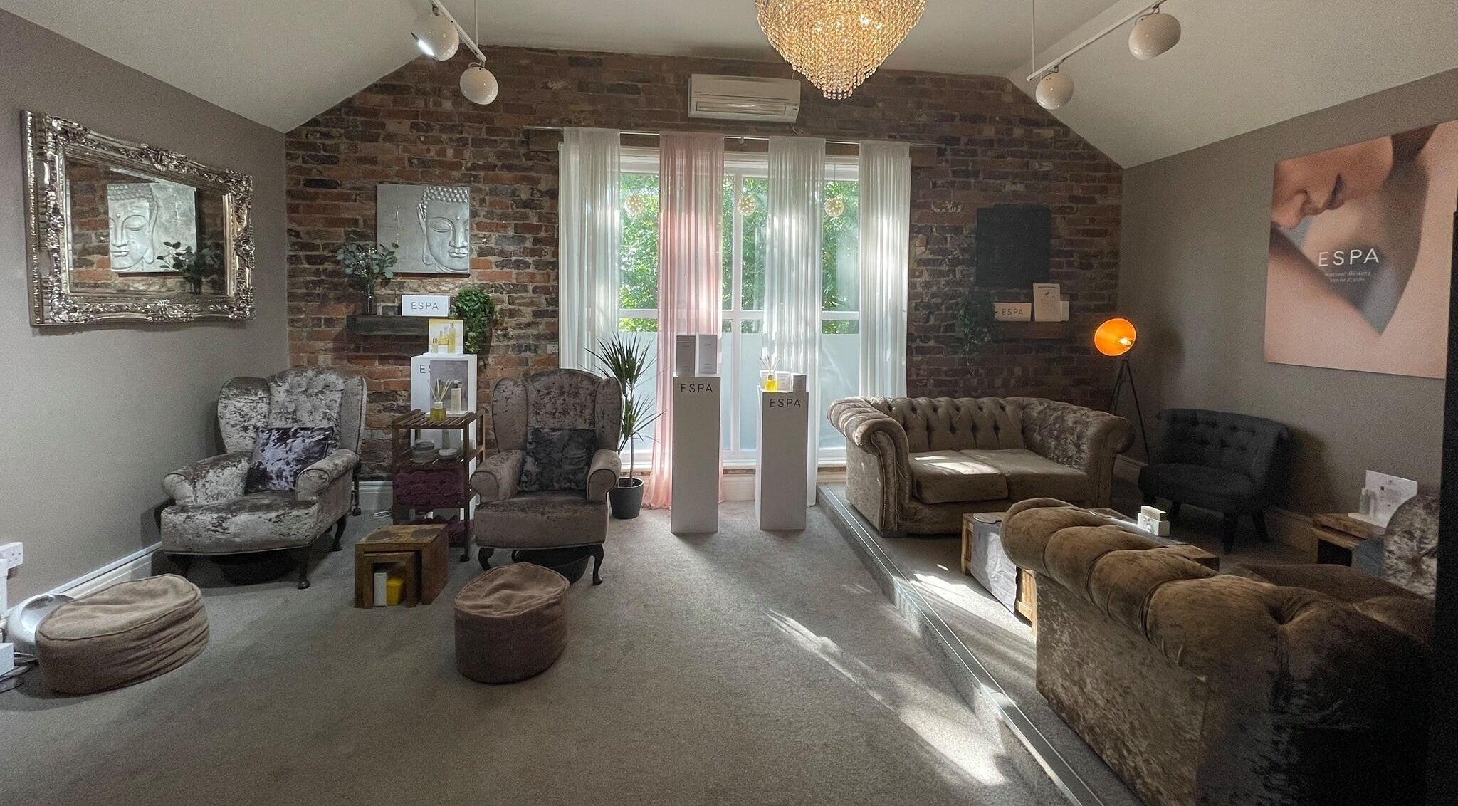 Luxurious interior of The Secret Spa in Tarleton, England, GB with elegant seating and soft lighting.