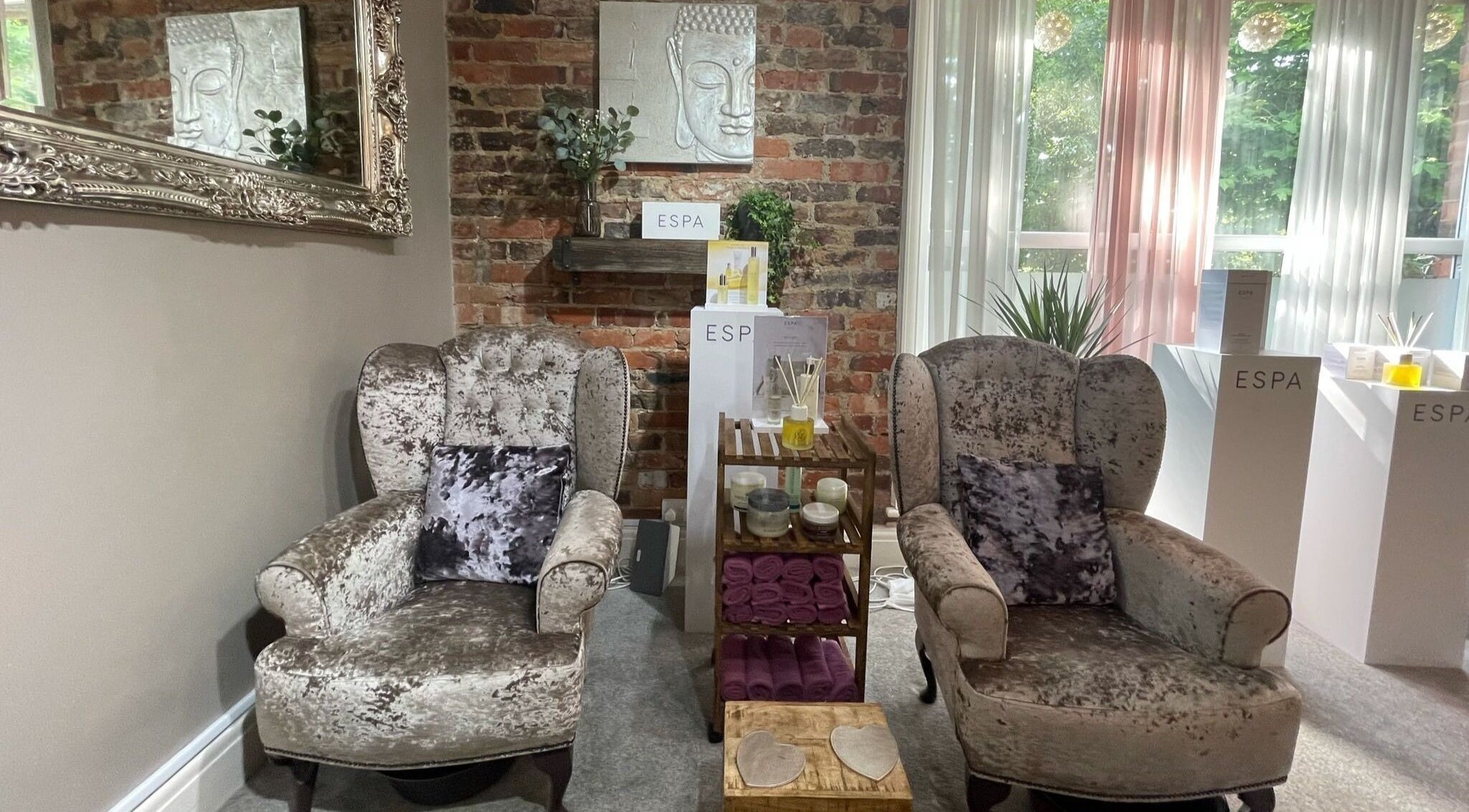 Luxurious seating at The Secret Spa, Tarleton, England, GB with elegant decor and natural light.