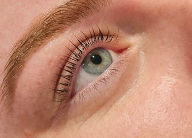 Close-up of elegant eye with styled lashes at The Nail And Beauty Shed in Bryngwran, Cymru, GB.