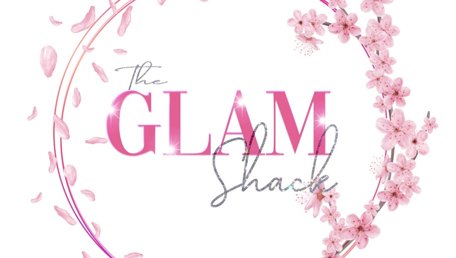 The Glam Shack logo with pink blossoms, Dunmow, England, GB.