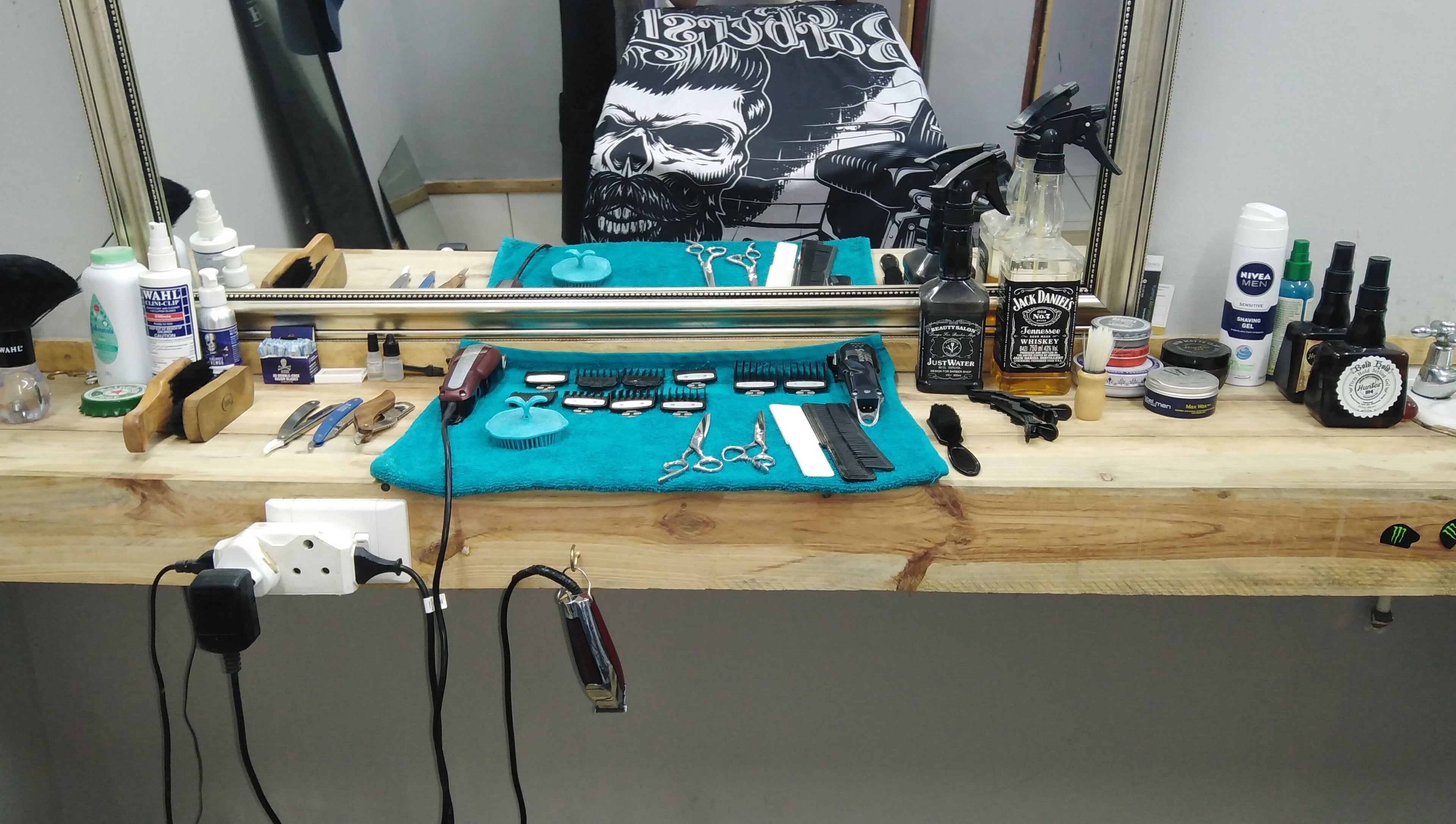 Professional barber tools at The Fade Shack Strandfontein, Cape Town, Western Cape, ZA, ready for styling.