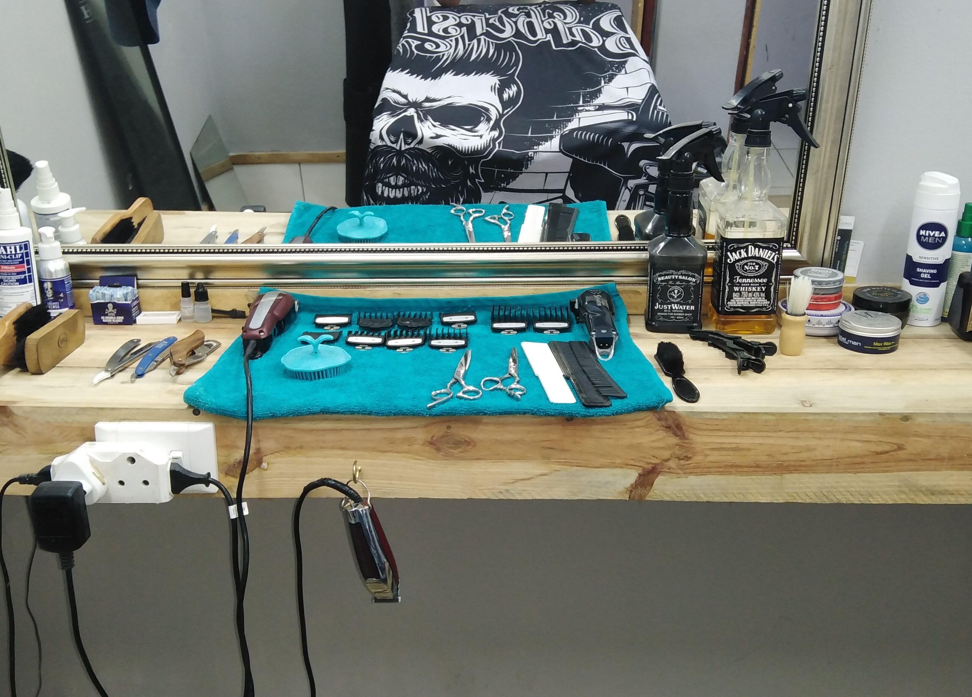 Professional barber tools at The Fade Shack Strandfontein, Cape Town, Western Cape, ZA, ready for styling.