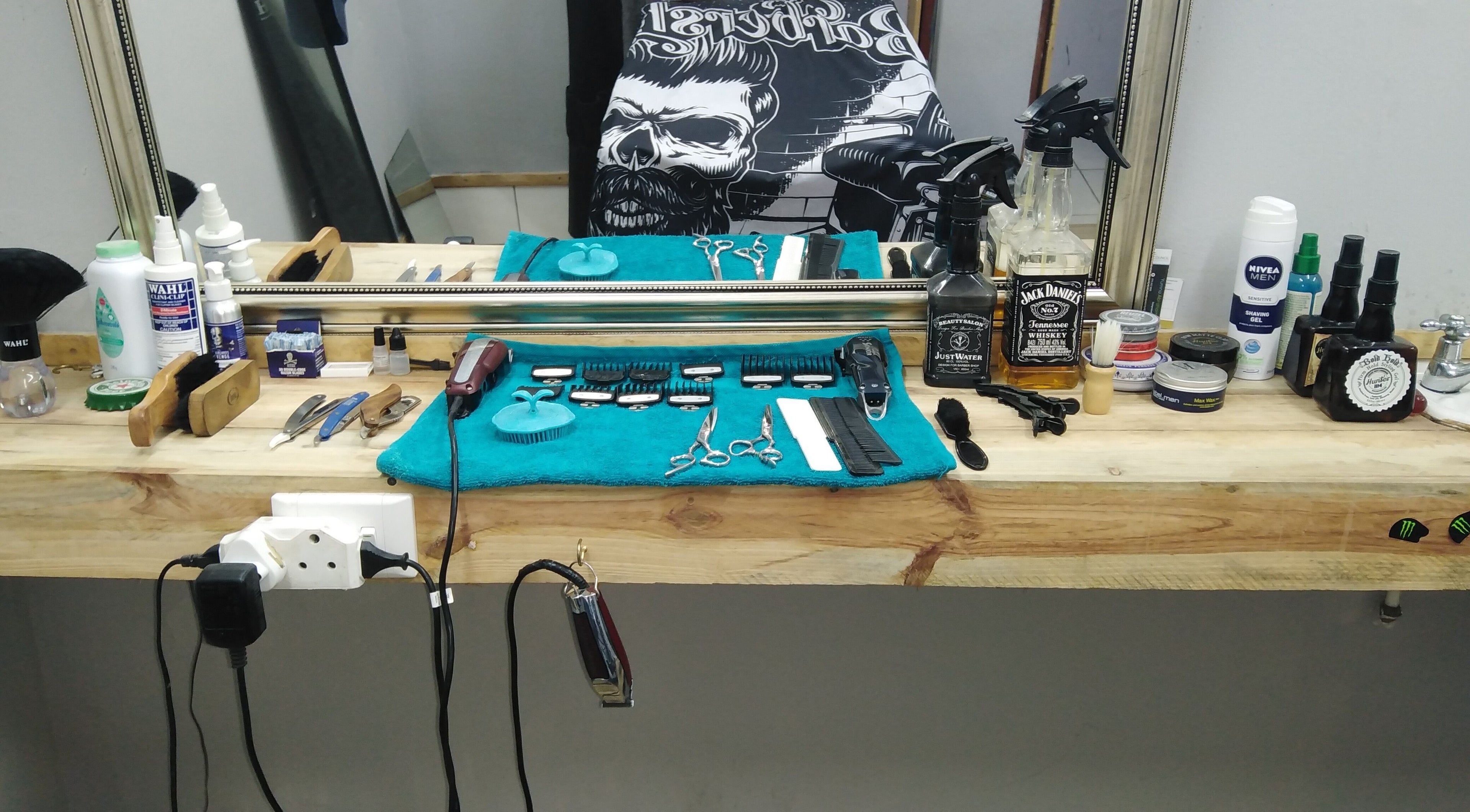 Professional barber tools at The Fade Shack Strandfontein, Cape Town, Western Cape, ZA, ready for styling.