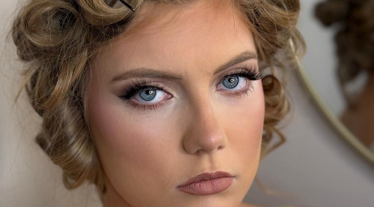 Close-up of elegant makeup and curls by Makeup and Glow by Fran, Daybrook, England, GB.