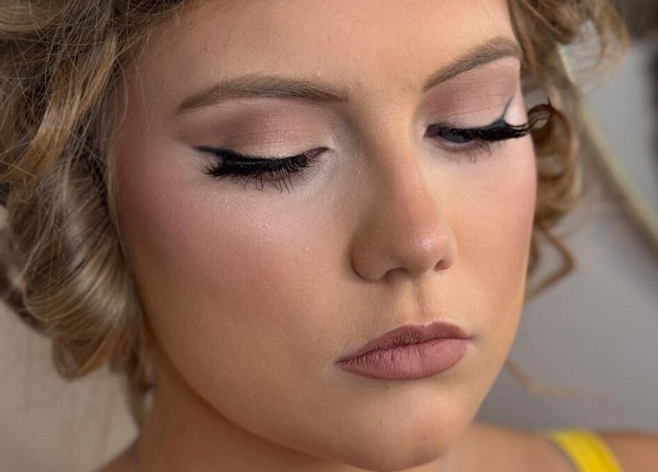 Close-up of elegant makeup by Makeup and Glow by Fran, Daybrook, England, GB featuring soft lips and defined eyes.