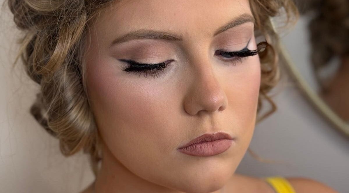 Close-up of elegant makeup by Makeup and Glow by Fran, Daybrook, England, GB featuring soft lips and defined eyes.