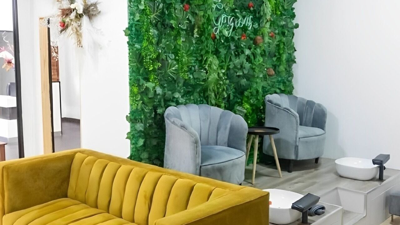 Chic seating at Sheek Hair | Somerset West, Cape Town, Western Cape, ZA for a relaxing salon experience.