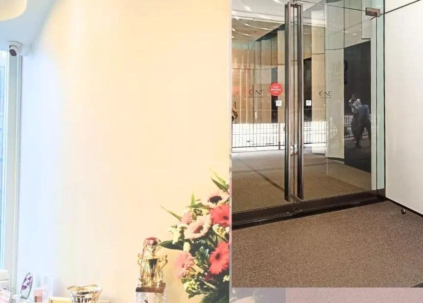 aQuaeria Nail & Lash entrance on Hong Kong Island, welcoming with stylish design and floral accents.