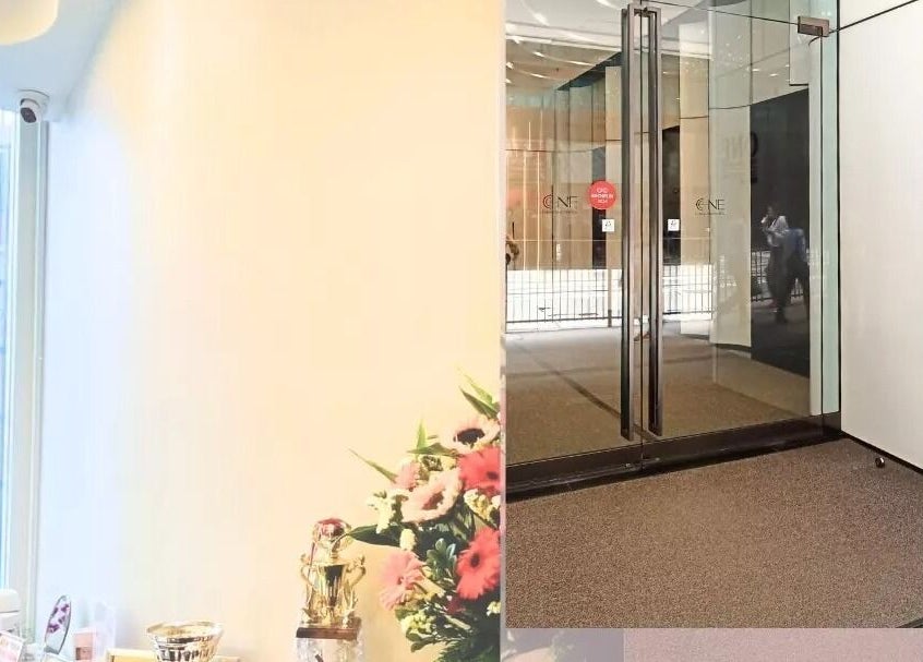 aQuaeria Nail & Lash entrance on Hong Kong Island, welcoming with stylish design and floral accents.