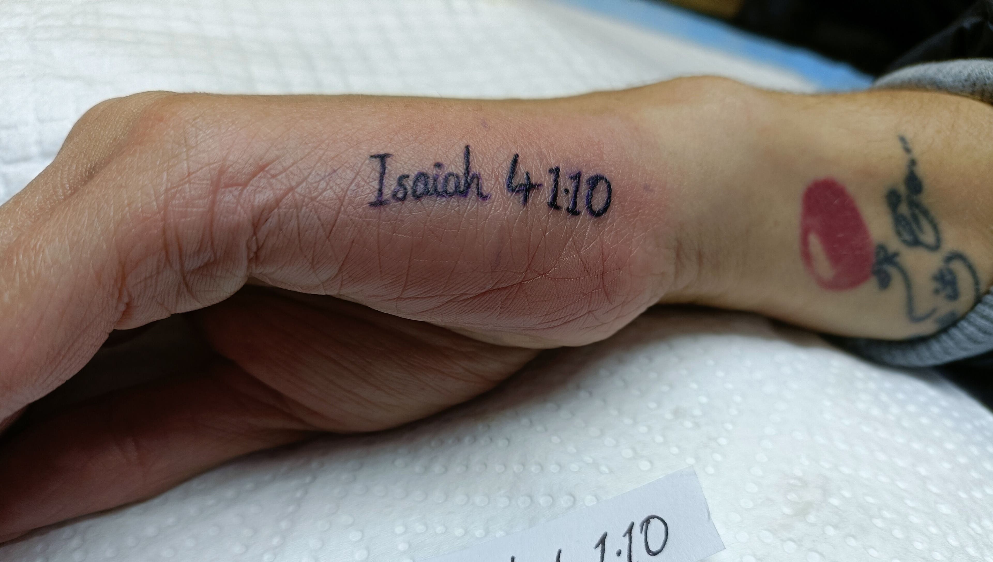 Hand tattoo at Beautiful New U, Boksburg, Gauteng, ZA, featuring unique script design.