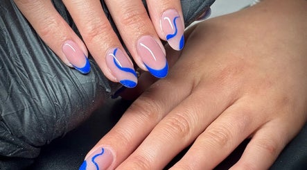 Elegant blue nail art at By Ellie Rose, Brightons, Scotland, GB showcases top beauty design.