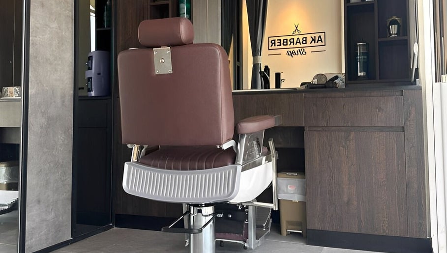 Classic barber chair at Ak Barbershop, Mina Alarab, Al Jazirah Al Hamra, Ras al Khaimah, AE.