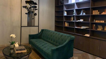 Sophisticated seating area at Ak Barbershop (Mina Alarab), Al Jazirah Al Hamra, Ras al Khaimah, AE.