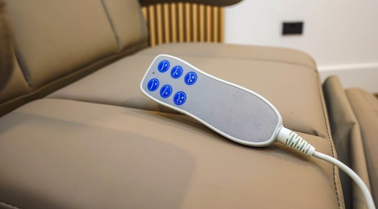 Massage chair remote control at Manicured London, London, England, GB.