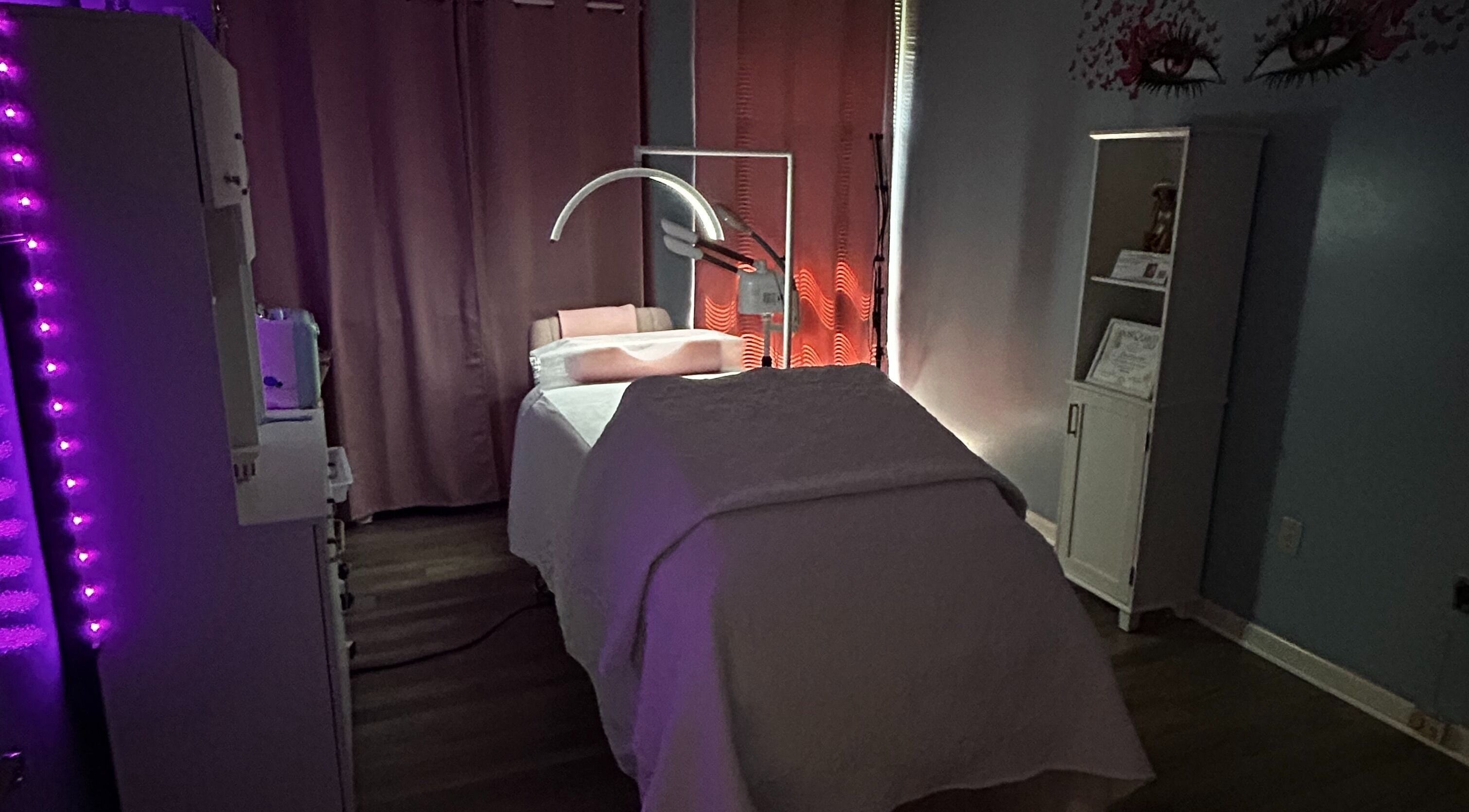Tranquil treatment room at Bio Beauty Skincare and Wax Center in Gainesville, Florida, US.