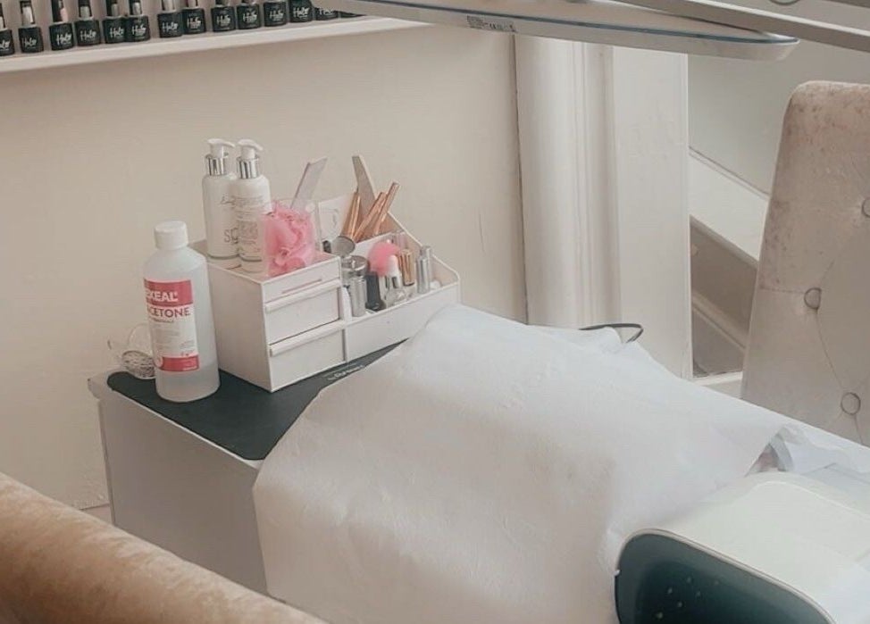 Nail care setup at The Hive Beauty, Holistics & Hair in Cullompton, England, GB featuring manicure tools.