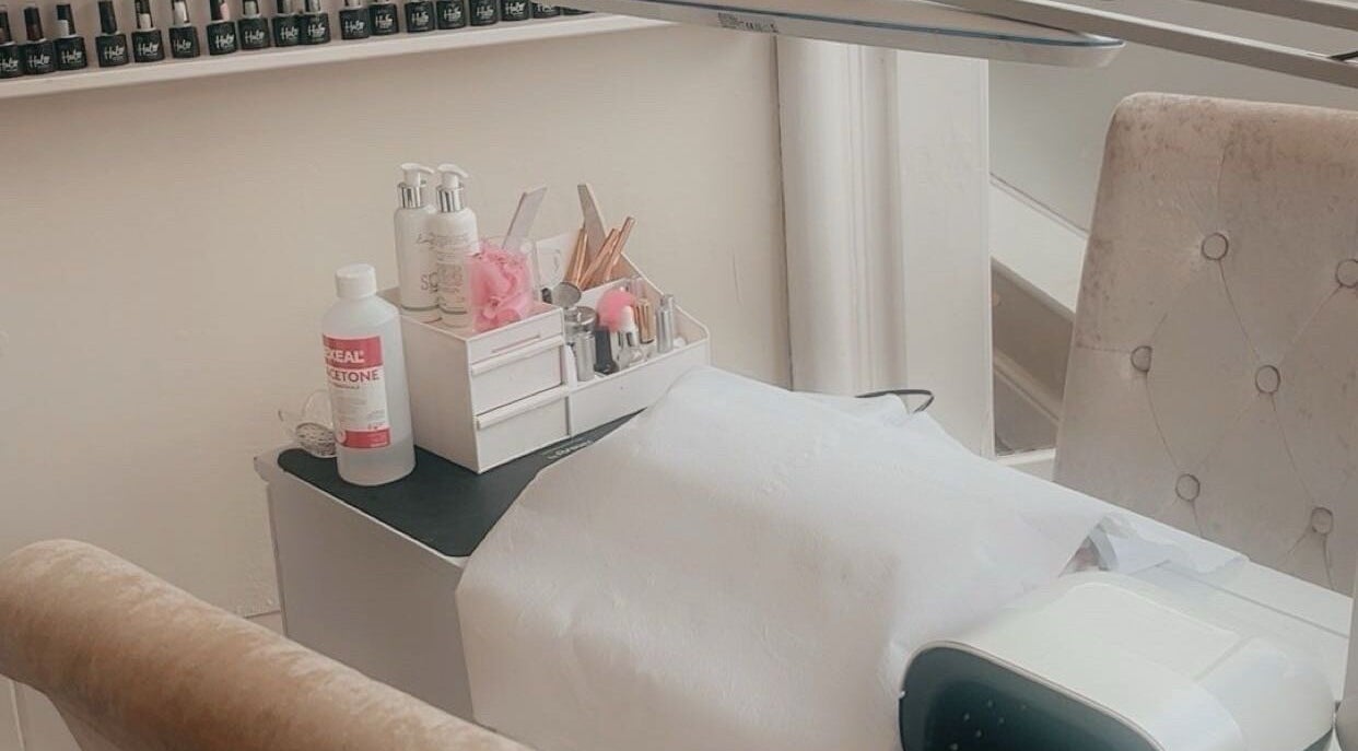 Nail care setup at The Hive Beauty, Holistics & Hair in Cullompton, England, GB featuring manicure tools.