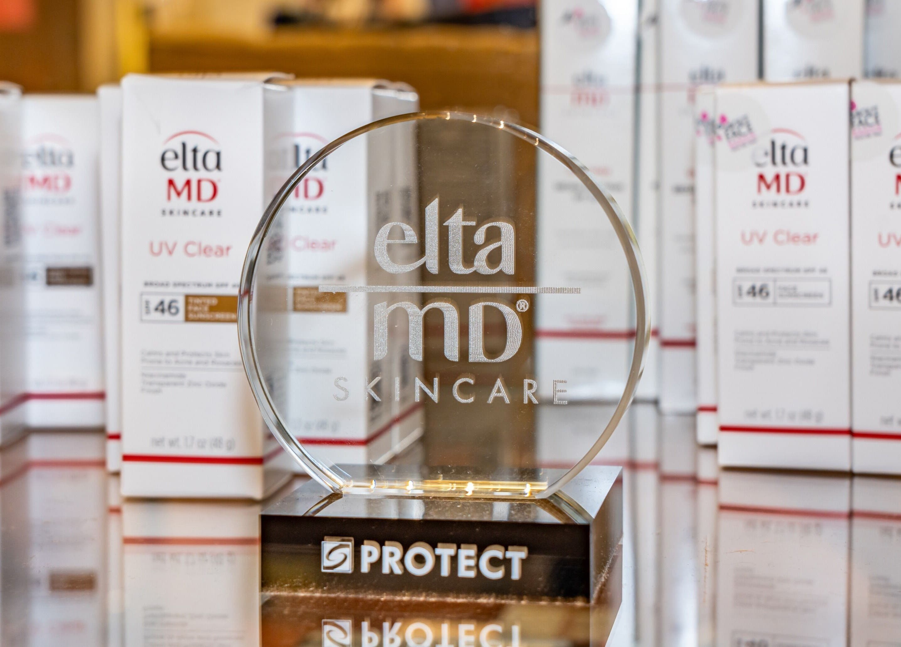 EltaMD skincare products displayed at About Face Kailua in Kailua, Hawaii, US.