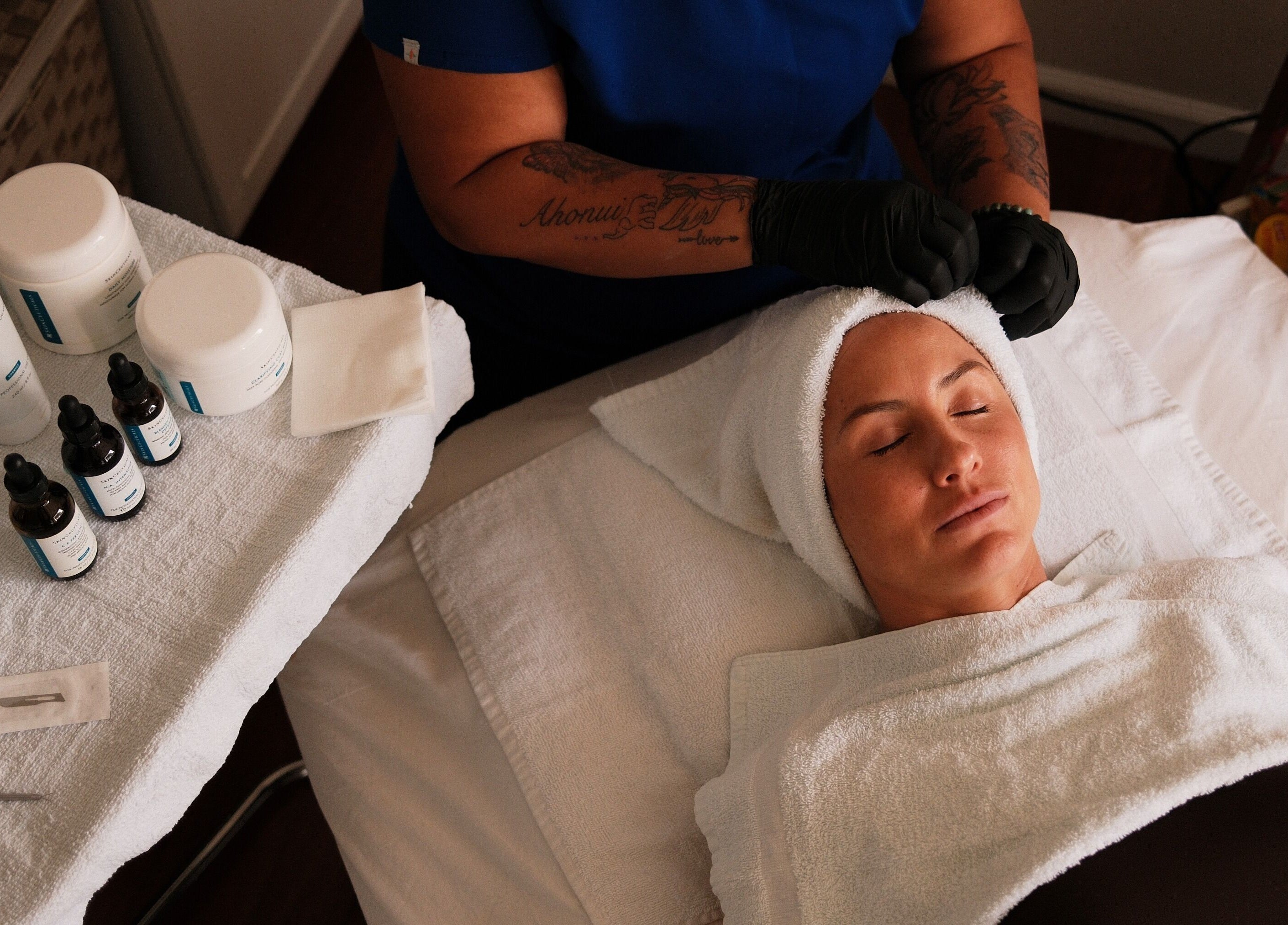 Relaxing facial treatment at Enhance Hawaiʻi, Kailua, Hawaii, US with professional skincare products.