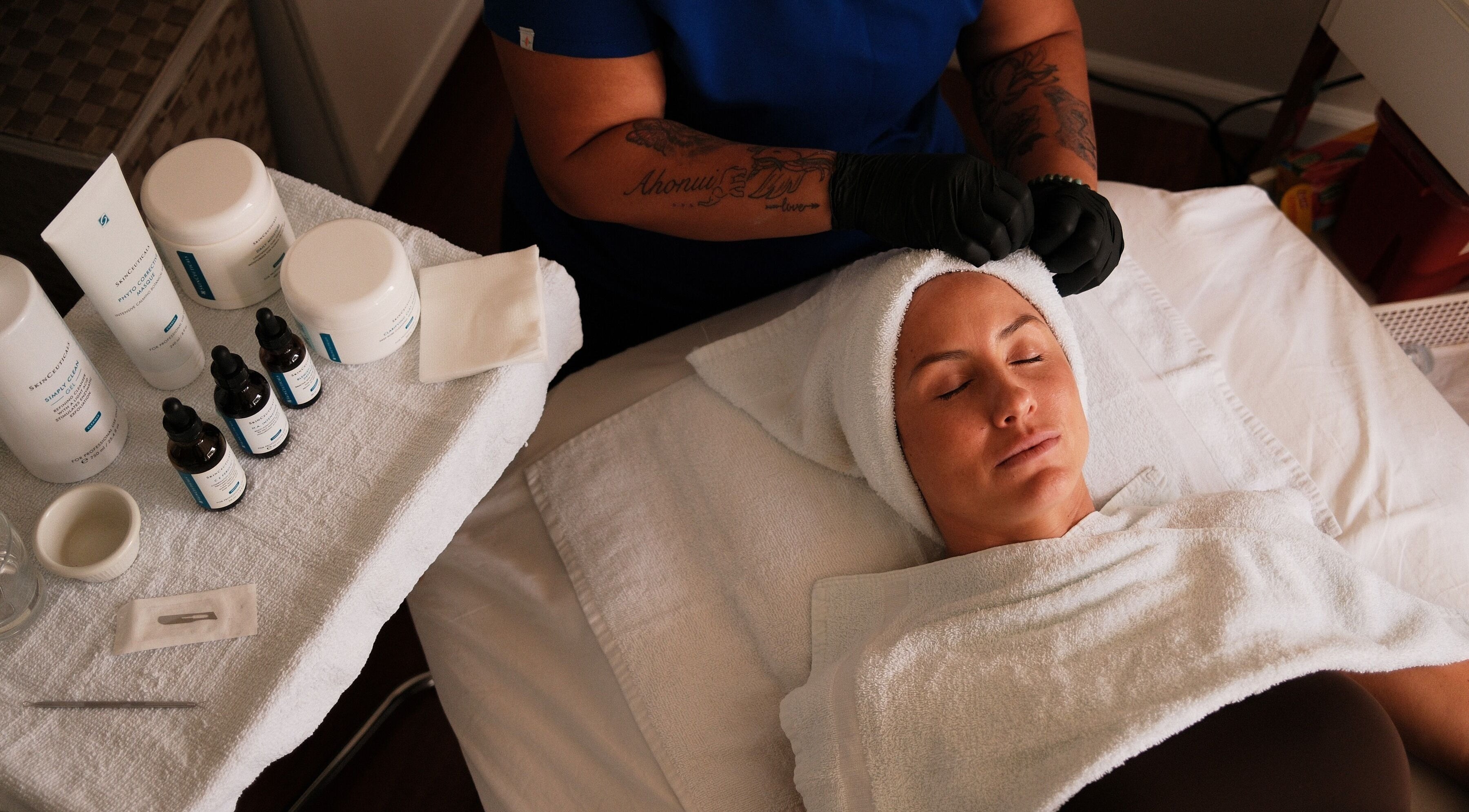 Relaxing facial treatment at Enhance Hawaiʻi, Kailua, Hawaii, US with professional skincare products.
