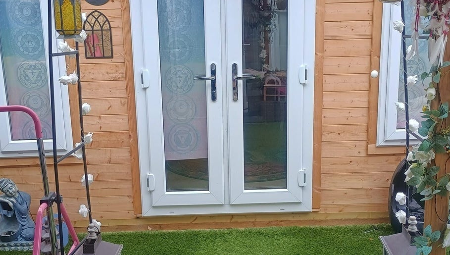 Charming entrance of Kent Professional Makeup and Therapies in Ryarsh, England, GB with decorative elements.