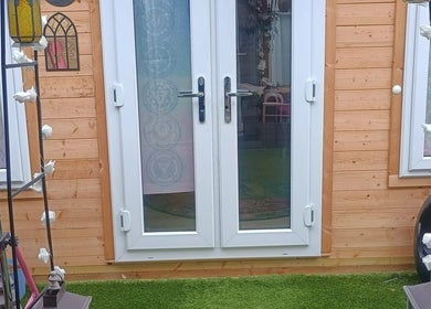 Charming entrance of Kent Professional Makeup and Therapies in Ryarsh, England, GB with decorative elements.