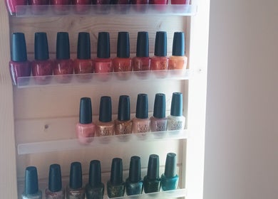 Colorful nail polish collection at Kent Professional Makeup and Therapies, Ryarsh, England, GB.