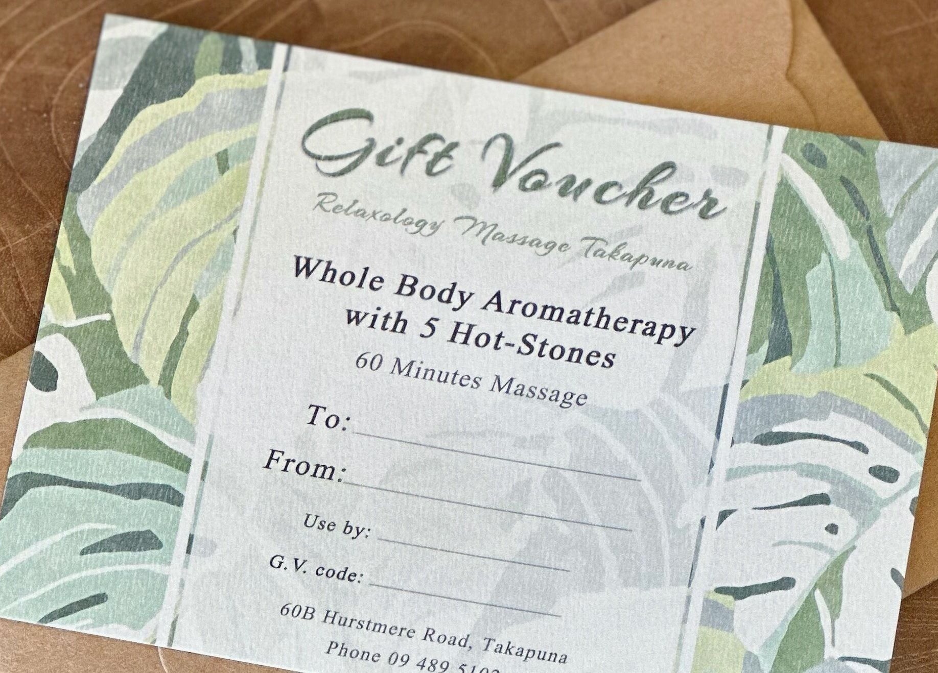 Gift voucher for aromatherapy massage at Relaxology Massage Takapuna, Auckland, Auckland, NZ.