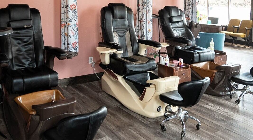 Pedicure chairs at In the Spalight, Dickson, Tennessee, US, offer comfort and luxury for a relaxing experience.