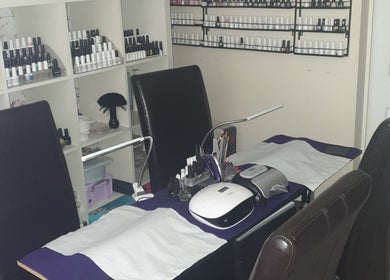 Elegant nail station at Angel Wellness Centre Salon, Birtley, England, GB, offering diverse beauty treatments.