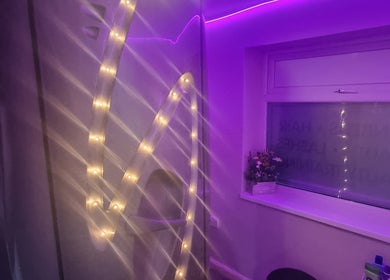 Cozy corner with soft lighting at Angel Wellness Centre Salon, Birtley, England, GB.