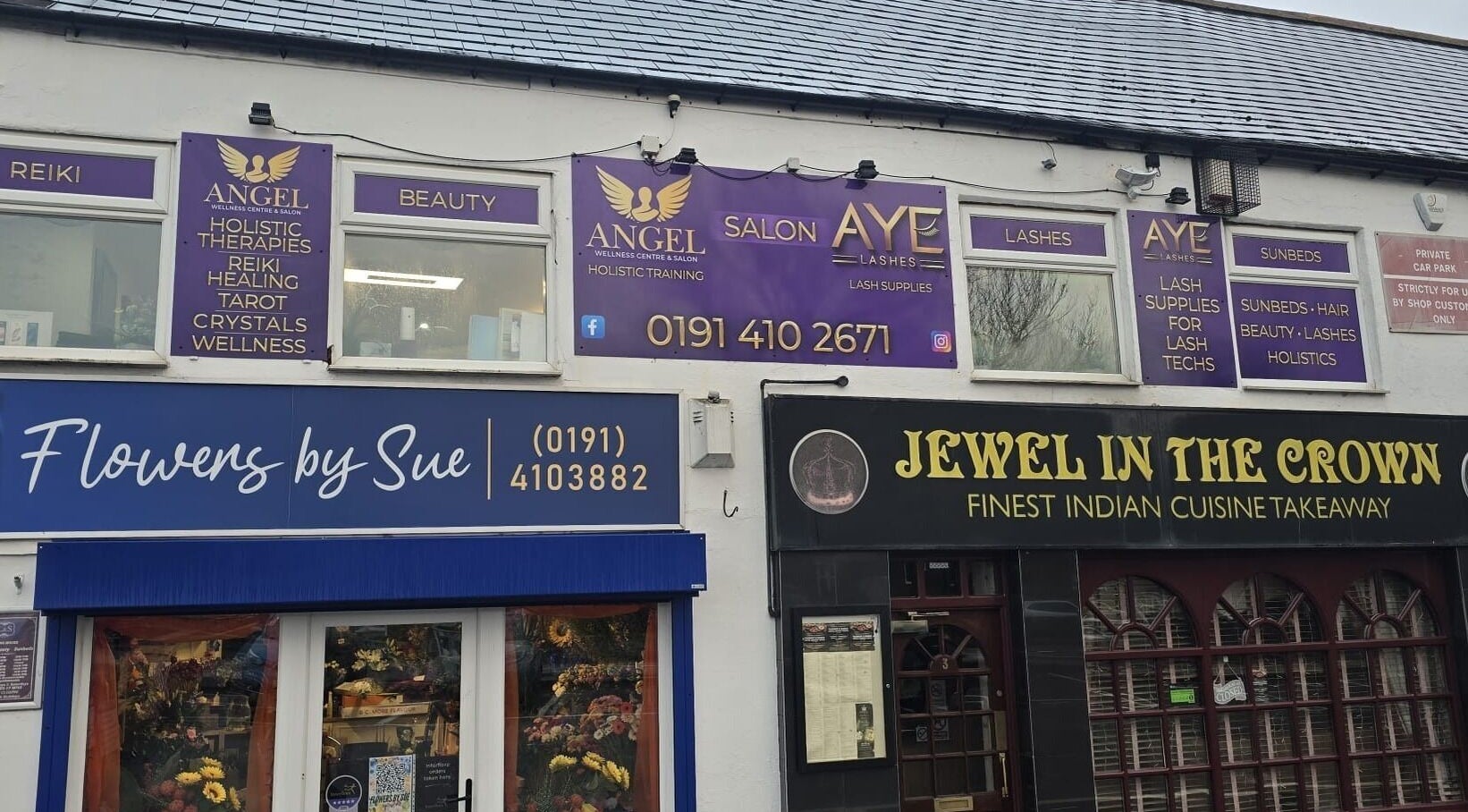 Exterior view of Angel Wellness Centre Salon in Birtley, England, GB showcasing holistic therapies.