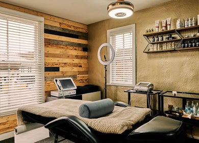 Rustic treatment room at Olive Beauty & Aesthetics - Woburn Sands, Milton Keynes, England, GB. Cozy and inviting space.