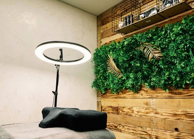Relaxing therapy room at Olive Beauty & Aesthetics - Woburn Sands, Milton Keynes, England, GB with greenery and soft lighting.