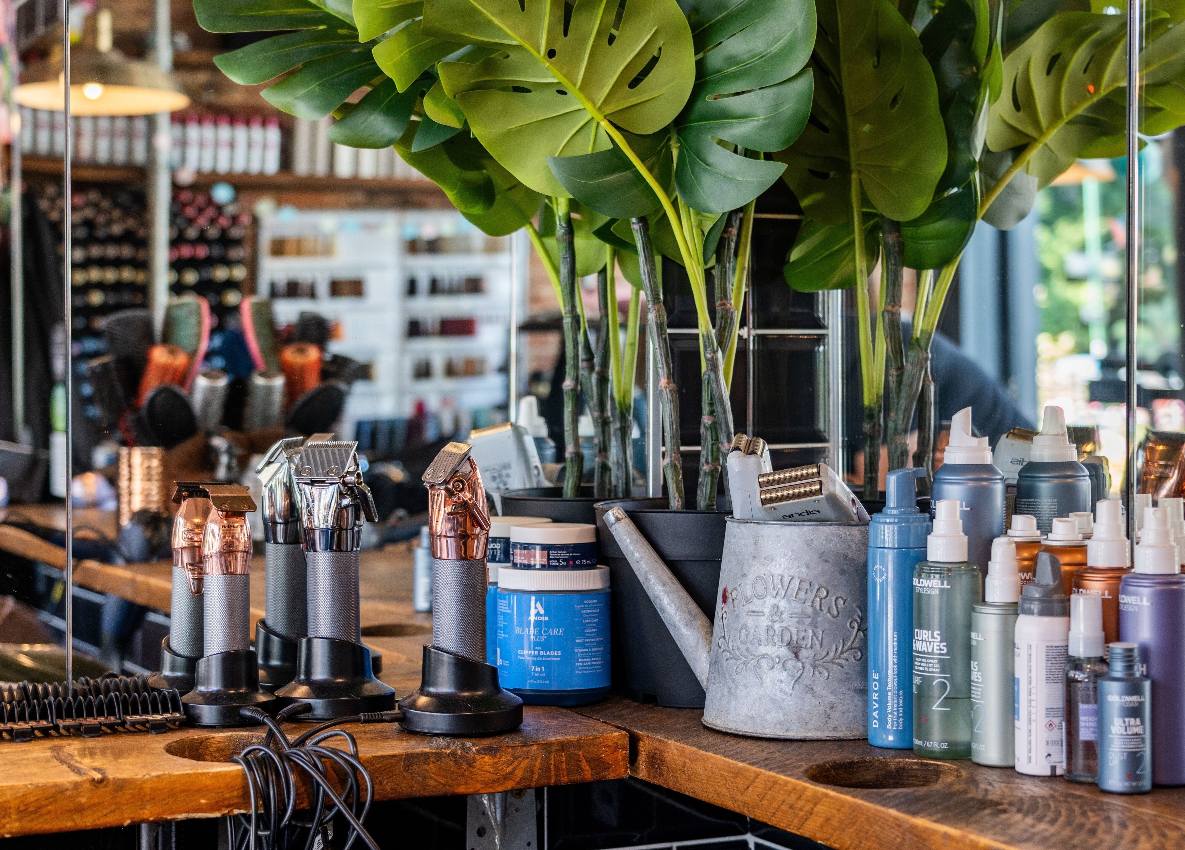 Chandler & Hall styling station at Southbourne, England, GB, showcasing premium beauty products and tools.